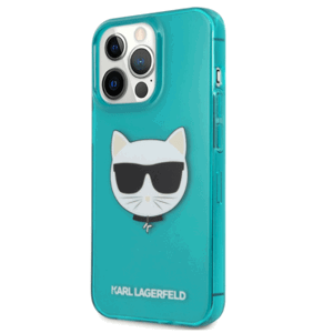 Silikónové puzdro Karl Lagerfeld na Apple iPhone 13 Pro Max KLHCP13XCHTRB Choupette Head modré