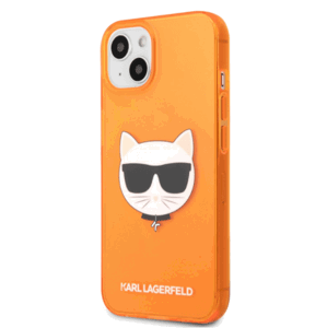 Silikónové puzdro Karl Lagerfeld na Apple iPhone 13 KLHCP13MCHTRO Choupette Head oranžové