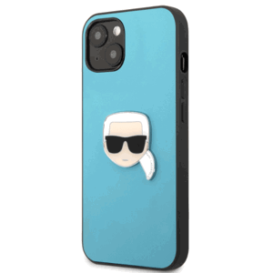 Plastové puzdro Karl Lagerfeld na Apple iPhone 13 mini KLHCP13SPKMB Leather Karl Head modré