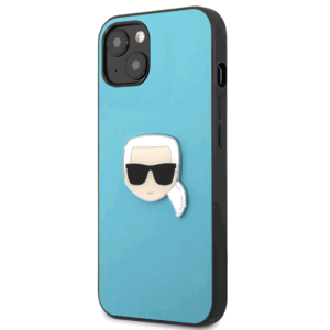 Plastové puzdro Karl Lagerfeld na Apple iPhone 13 KLHCP13MPKMB Leather Karl Head modré