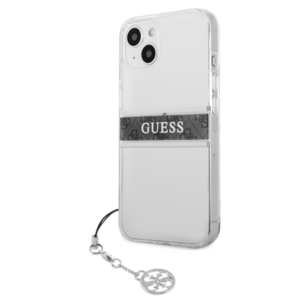 Plastové puzdro Guess na Apple iPhone 13 mini GUHCP13SKB4GGR 4G Grey Stripe transparentné