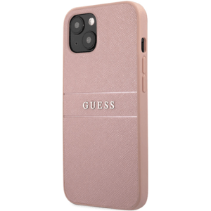 Plastové puzdro Guess na Apple iPhone 13 GUHCP13MPSASBPI Saffiano PU koža ružové