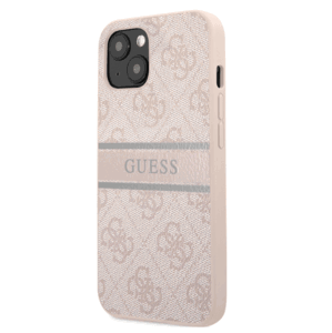 Plastové puzdro Guess na Apple iPhone 13 GUHCP13M4GDPI 4G Printed Stripe ružové