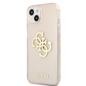 Silikónové puzdro Guess na Apple iPhone 13 mini GUHCP13SPCUGL4GGO Big 4G Full Glitter zlaté