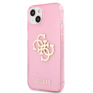 Silikónové puzdro Guess na Apple iPhone 13 mini GUHCP13SPCUGL4GPI Big 4G Full Glitter ružové