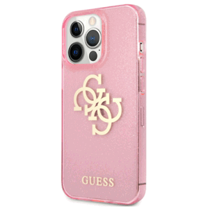 Silikónové puzdro Guess na Apple iPhone 13 Pro GUHCP13LPCUGL4GPI Big 4G Full Glitter ružové
