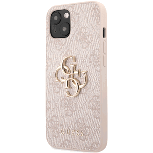 Plastové puzdro Guess na Apple iPhone 13 GUHCP13M4GMGPI PU 4G Metal Logo ružové