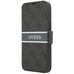 Diárové puzdro Guess na Apple iPhone 13 mini GUBKP13S4GDGR 4G Printed Stripe sivé