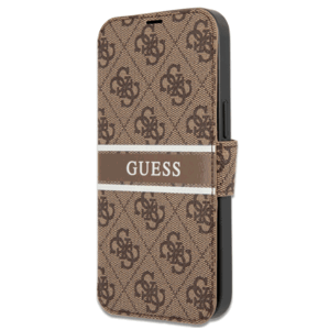 Diárové puzdro Guess na Apple iPhone 13 GUBKP13M4GDBR 4G Printed Stripe hnedé