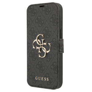 Diárové puzdro Guess na Apple iPhone 13 mini GUBKP13S4GMGGR 4G Metal Logo sivé
