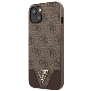 Plastové puzdro Guess na Apple iPhone 13 mini GUHCP13SPU4GHBR 4G Hard Metal Logo hnedé