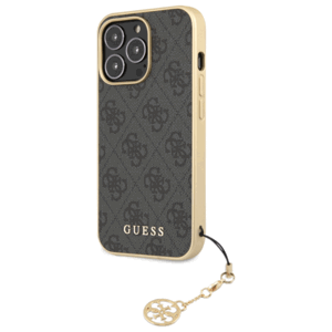 Plastové puzdro Guess na Apple iPhone 13 Pro Max GUHCP13XGF4GGR 4G Charms sivé