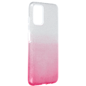 Silikónové puzdro na Samsung Galaxy A03s Forcell Shining strieborno ružové