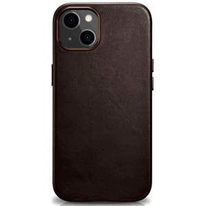 Kožené puzdro na Apple iPhone 13 iCarer Leather Oil Wax Coffe