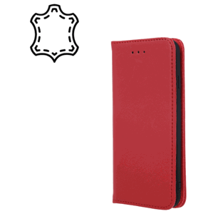 Kožené diárové puzdro na Xiaomi Redmi 10 Genuine Smart Pro červené