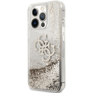 Plastové puzdro Guess na Apple iPhone 13 Pro GUHCP13LLG4GGO 4G Liquid Glitter zlaté