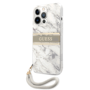 Silikónové puzdro Guess na Apple iPhone 13 Pro GUHCP13LKMABGR Marble Stripe sivé