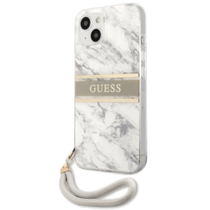 Silikónové puzdro Guess na Apple iPhone 13 mini GUHCP13SKMABGR Marble Stripe sivé