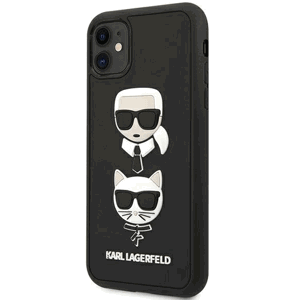 Silikónové puzdro Karl Lagerfeld na Apple iPhone 11 3D Rubber Heads čierne