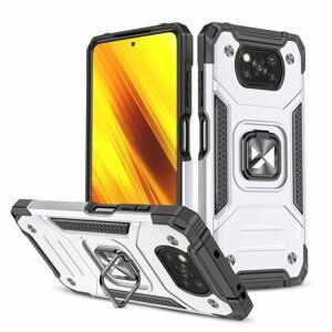 Odolné puzdro na Xiaomi Poco X3 Rugged Ring Armor strieborné