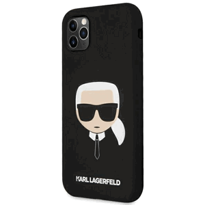 Silikónové puzdro Karl Lagerfeld na Apple iPhone 11 Pro KLHCN58SLKHBK Silicone Karl`s Head čierne