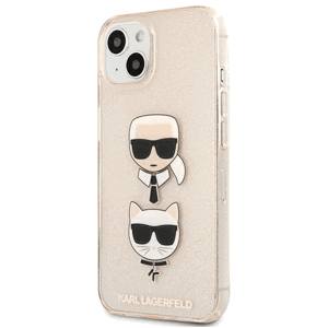 Silikónové puzdro Karl Lagerfeld na Apple iPhone 13 mini KLHCP13SKCTUGLGO Glitter Karl`s & Choupette zlaté