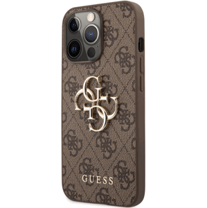 Plastové puzdro Guess na Apple iPhone 13 Pro GUHCP13L4GMGBR 4G Big Metal Logo hnedé