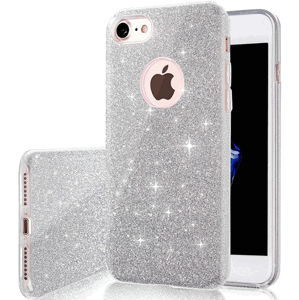 Silikónové puzdro na Apple iPhone 13 Glitter 3in1 strieborné