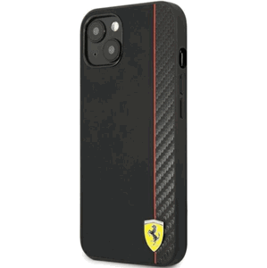 Plastové puzdro Ferrari na Apple iPhone 13 FESAXHCP13MBK On Track Carbon Stripe čierne
