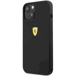 Silikónové puzdro Ferrari na Apple iPhone 13 Pro Max FESSIHCP13XBK Liquid Silicone Metal Logo čierne