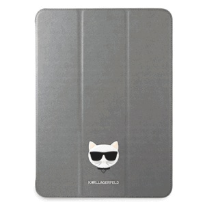 Puzdro Karl Lagerfeld na Apple iPad Pro 12.9 KLFC12OCHG Choupette Head Saffiano strieborné