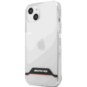 Plastové puzdro Mercedes AMG na Apple iPhone 13 Mini AMHCP13STCBR Red Stripes transparentné