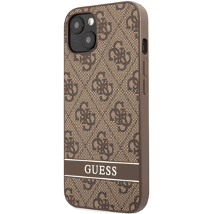 Plastové puzdro Guess na Apple iPhone 13 Mini GUHCP13SP4SNW PU 4G Stripe hnedé