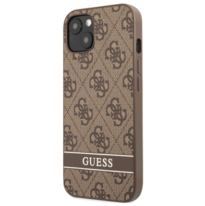 Plastové puzdro Guess na Apple iPhone 13 GUHCP13MP4SNW PU 4G Stripe hnedé