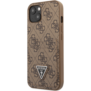 Plastové puzdro Guess na Apple iPhone 13 GUHCP13MP4TPW 4G Saffiano Double Card hnedé