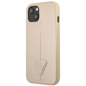 Puzdro Guess GUHCP13MPSATLE na Apple iPhone 13 Saffiano Triangle Béžové