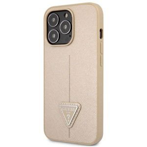 Puzdro Guess GUHCP13XPSATLE na Apple iPhone 13 Pro Max 4G Saffiano Triangle béžové