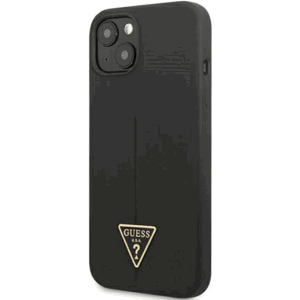 Silikónové puzdro Guess na Apple iPhone 13 Mini GUHCP13SSLTGK Silicone Line Triangle čierne