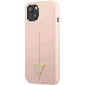 Silikónové puzdro Guess na Apple iPhone 13 Mini GUHCP13SSLTGP Silicone Line Triangle ružové