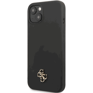 Silikónové puzdro Guess na Apple iPhone 13 GUHCP13MS4LK 4G Silicone Metal Logo čierne