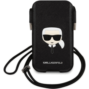 Puzdro vsuvka Karl Lagerfeld na telefón 6.1" KLHCP12MOPHKHK Karl Lagerfeld Head Saffiano S/M čierne