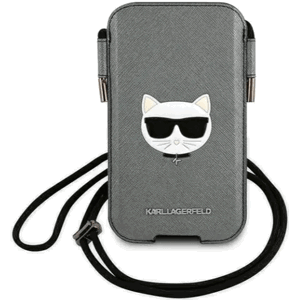 Puzdro vsuvka Karl Lagerfeld na telefón 6.7" KLHCP12LOPHCHG Choupette Head Saffiano L sivé