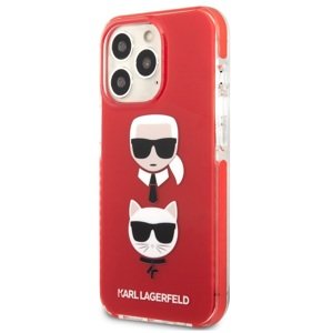 Puzdro Karl Lagerfeld na Apple iPhone 13 Pro KLHCP13LTPE2TR Karl and Choupette Heads červené