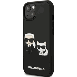 Plastové puzdro Karl Lagerfeld na Apple iPhone 13 KLHCP13M3DRKCK Iconic Karl Lagerfeld and Choupette čierne