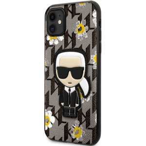 Plastové puzdro Karl Lagerfeld na Apple iPhone 7/8/SE 2020/SE 2022 KLHCI8PMNFIK1 Ikonik Flower Monogram sivé