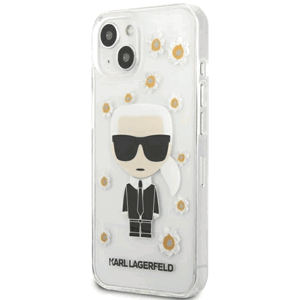 Plastové puzdro Karl Lagerfeld na Apple iPhone 13 Mini KLHCP13SHFLT Ikonik Flower transparentné