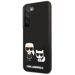 Silikónové puzdro Karl Lagerfeld na Samsung Galaxy S22 Plus 5G KLHCS22MSSKCK Choupette Liquid Silicone čierne