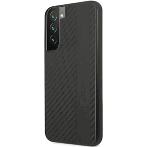 Plastové puzdro Mercedes AMG na Samsung Galaxy S22+ 5G S906 AMHCS22MBLSCA Carbon Stripe Embossed čierne