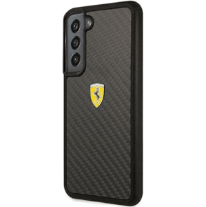 Plastové puzdro Ferrari na na Samsung Galaxy S22+ 5G S906 FEHCS22MFCAK On Track Real Carbon čierne