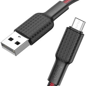 Kábel HOCO Jaeger X69, USB na microUSB 2,4A, 1m, čierno-červený